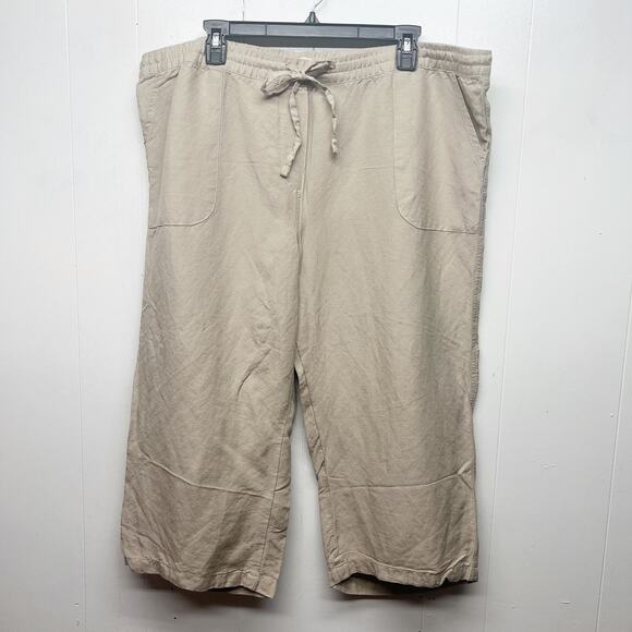Jovie Linen Blend Beige  Capri Women's Pants Size XXL Breathable Lightweight - Picture 1 of 12